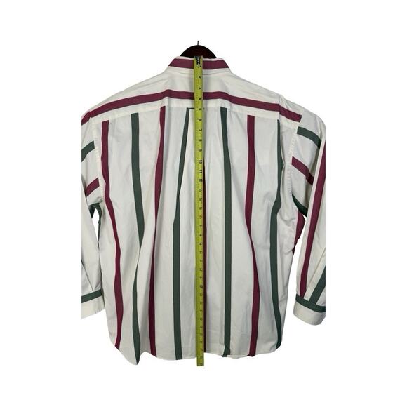 Faconnable Men's XXL 2XL White Stripe Embroidered Crest Button Up Academia - Picture 10 of 15